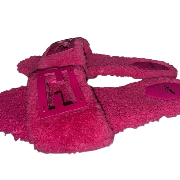 FENDI Shearling FF Baguette Slide Sandals shoes US 9 - Picture 4 of 6